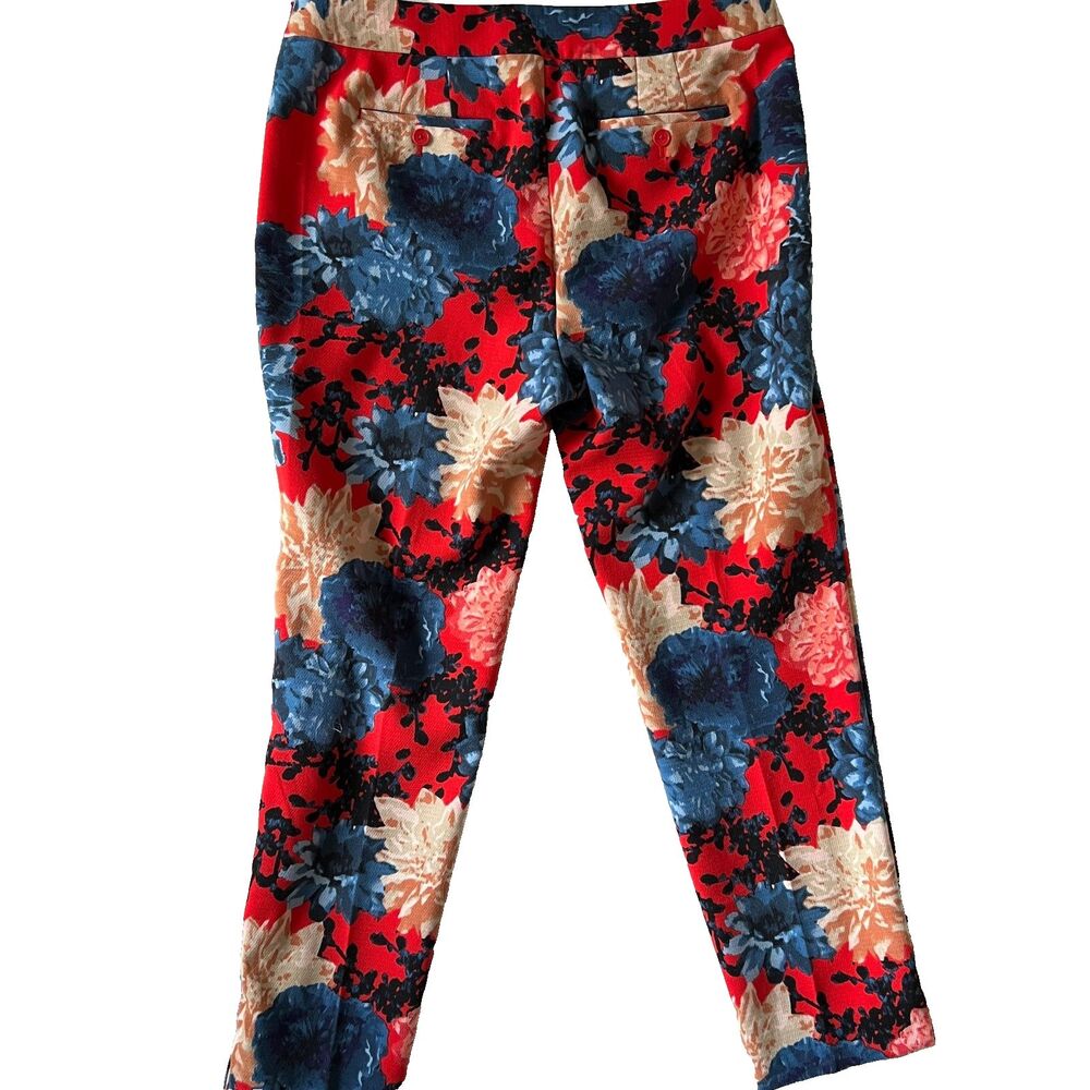 TALBOTS Chatham Ankle Pants 12 Floral Red Blue Beige Side zip - Picture 2 of 10
